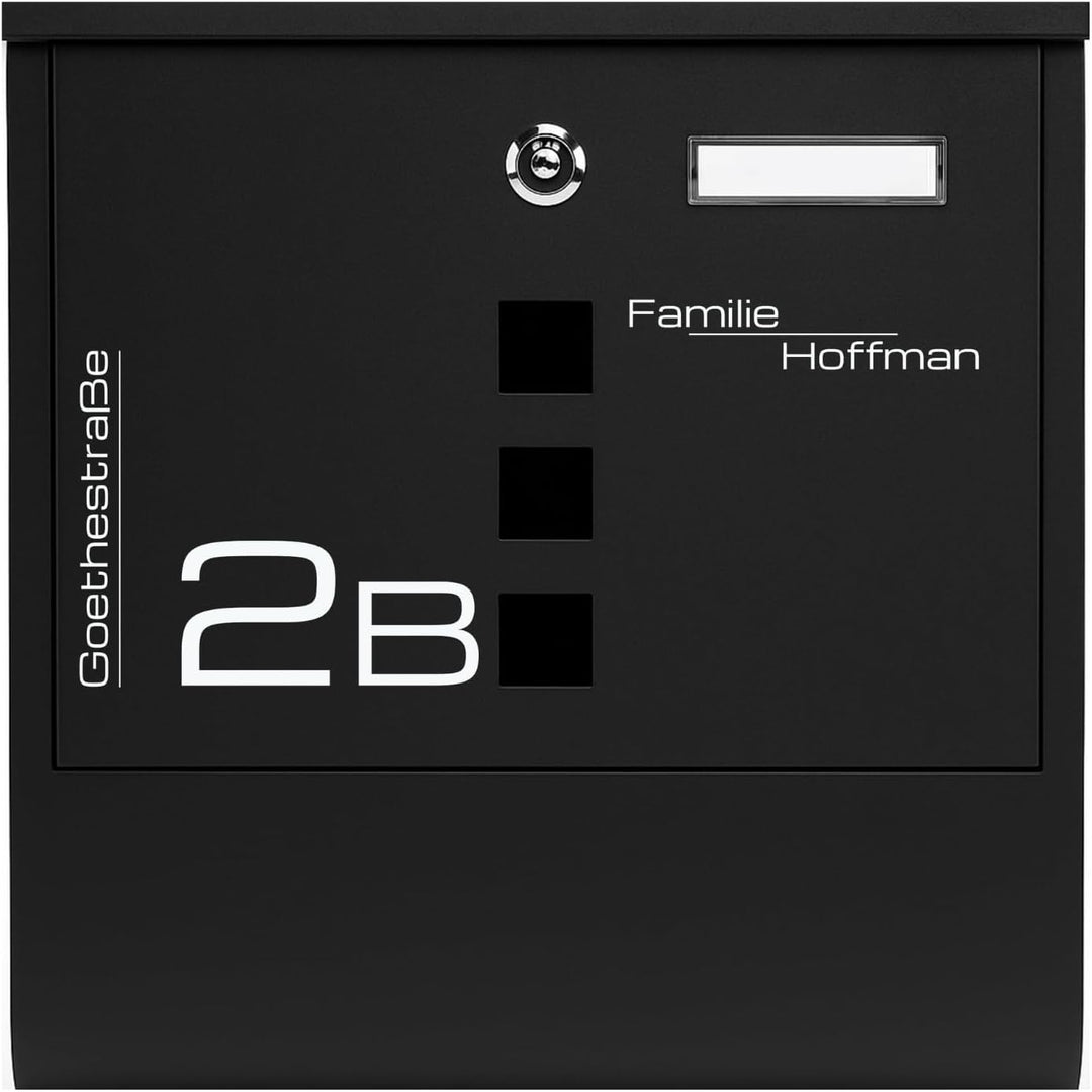 VERDA Briefkasten Wandbriefkasten Zeitungsrolle Designer Postkasten (Schwarz Matt SN3671), Schwarz M