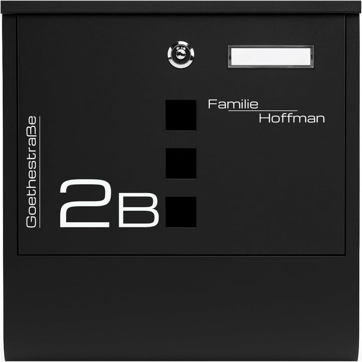 VERDA Briefkasten Wandbriefkasten Zeitungsrolle Designer Postkasten (Schwarz Matt SN3671), Schwarz M