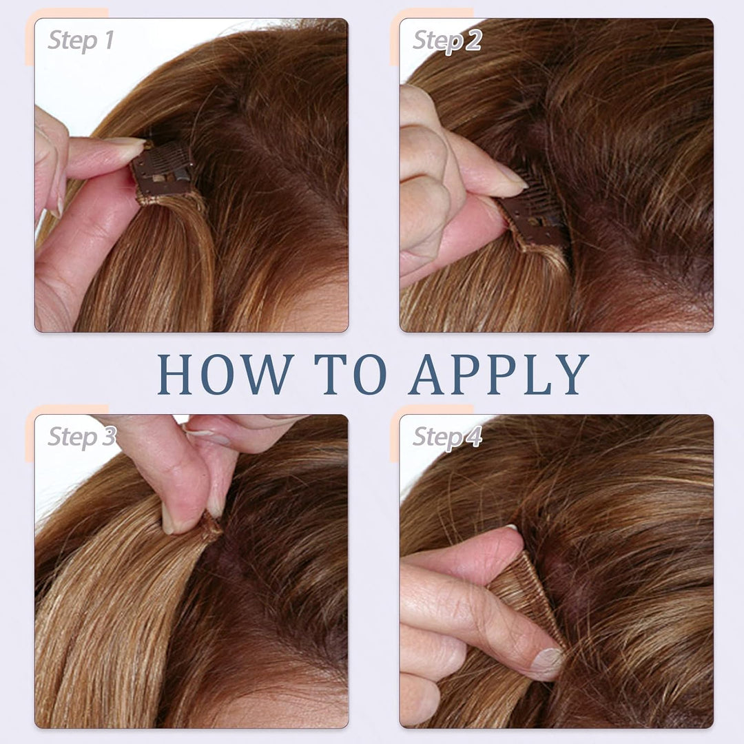 Silk-co Haarteile Echthaar Clip in Extensions Echthaar 1Pc 5Clips Haarverlängerung Weich Natürlich H