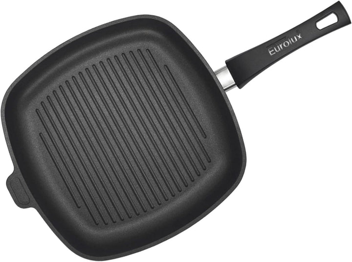 Eurolux Grillpfanne Set & Glas-Deckel 28x28 cm - grosse flache quadratische Guss-Pfanne mit Beschich