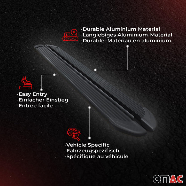 OMAC Schweller Trittbretter Schweller für Nissan Qashqai J10 2006-2014 Alu Schwarz OPA / Schwarz Qas