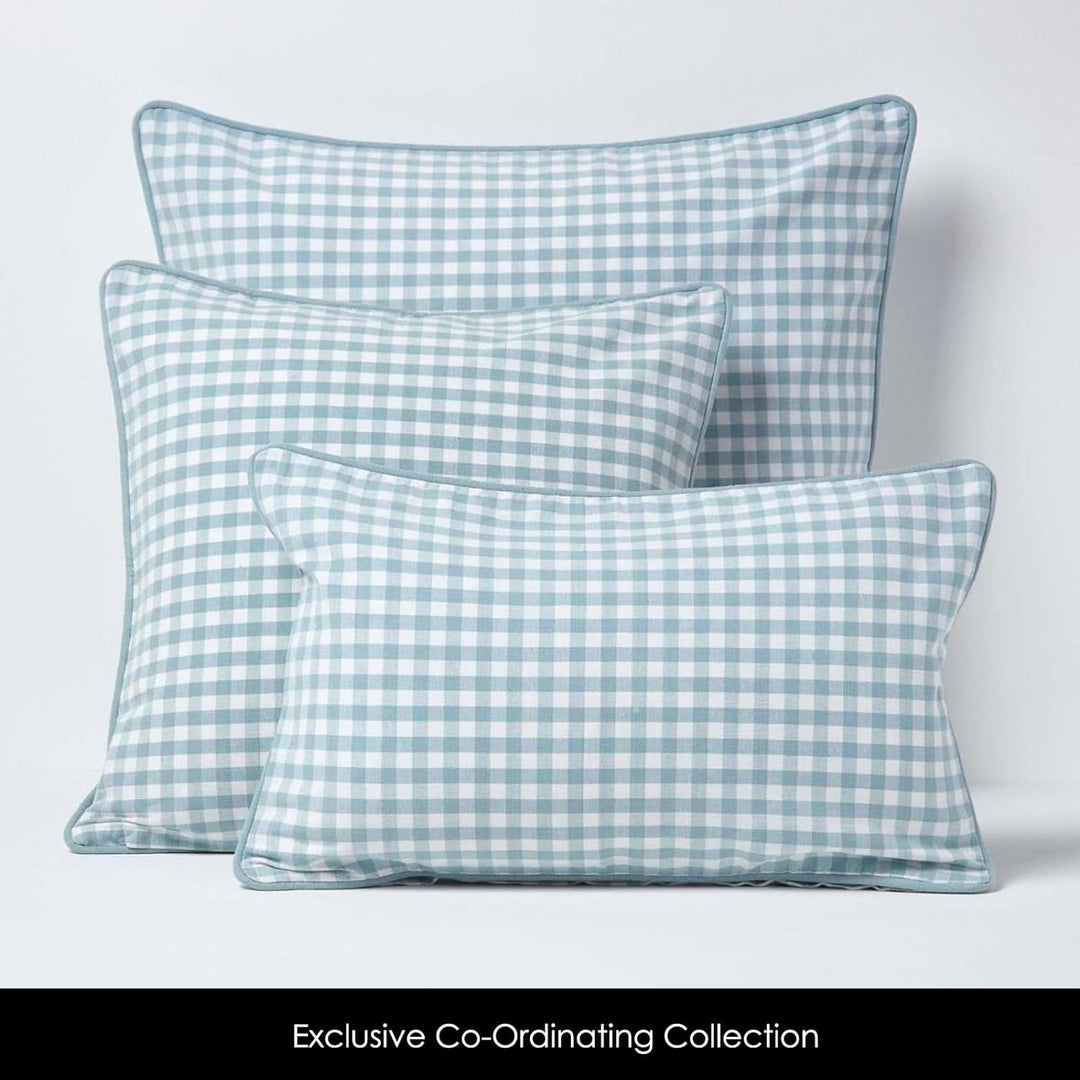 HOMESCAPES handgewobener Vorhang Ösenvorhang Dekoschal Gingham im 2er Set, 137 x 182 cm, 100% Reine