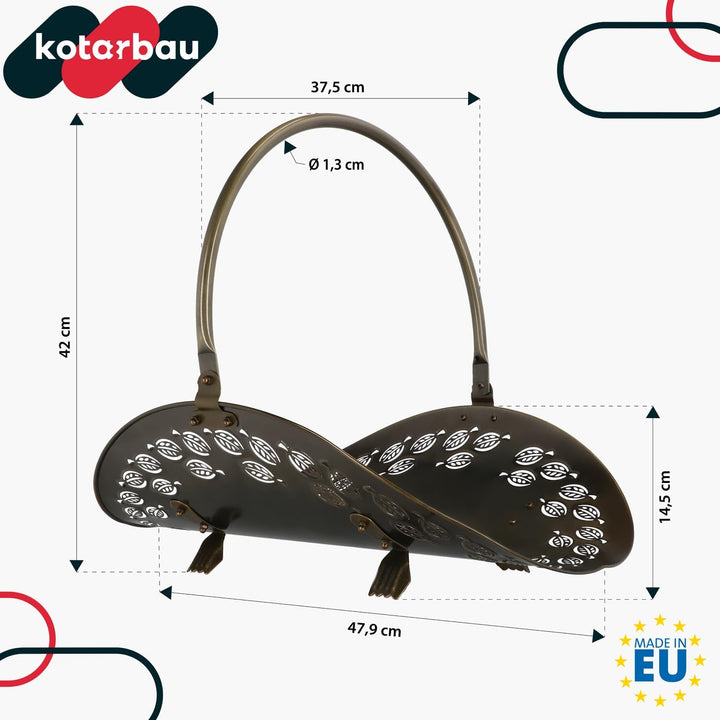 KOTARBAU® Kaminholzkorb aus Metall Behälter für Brennholz mit Griff zum Tragen