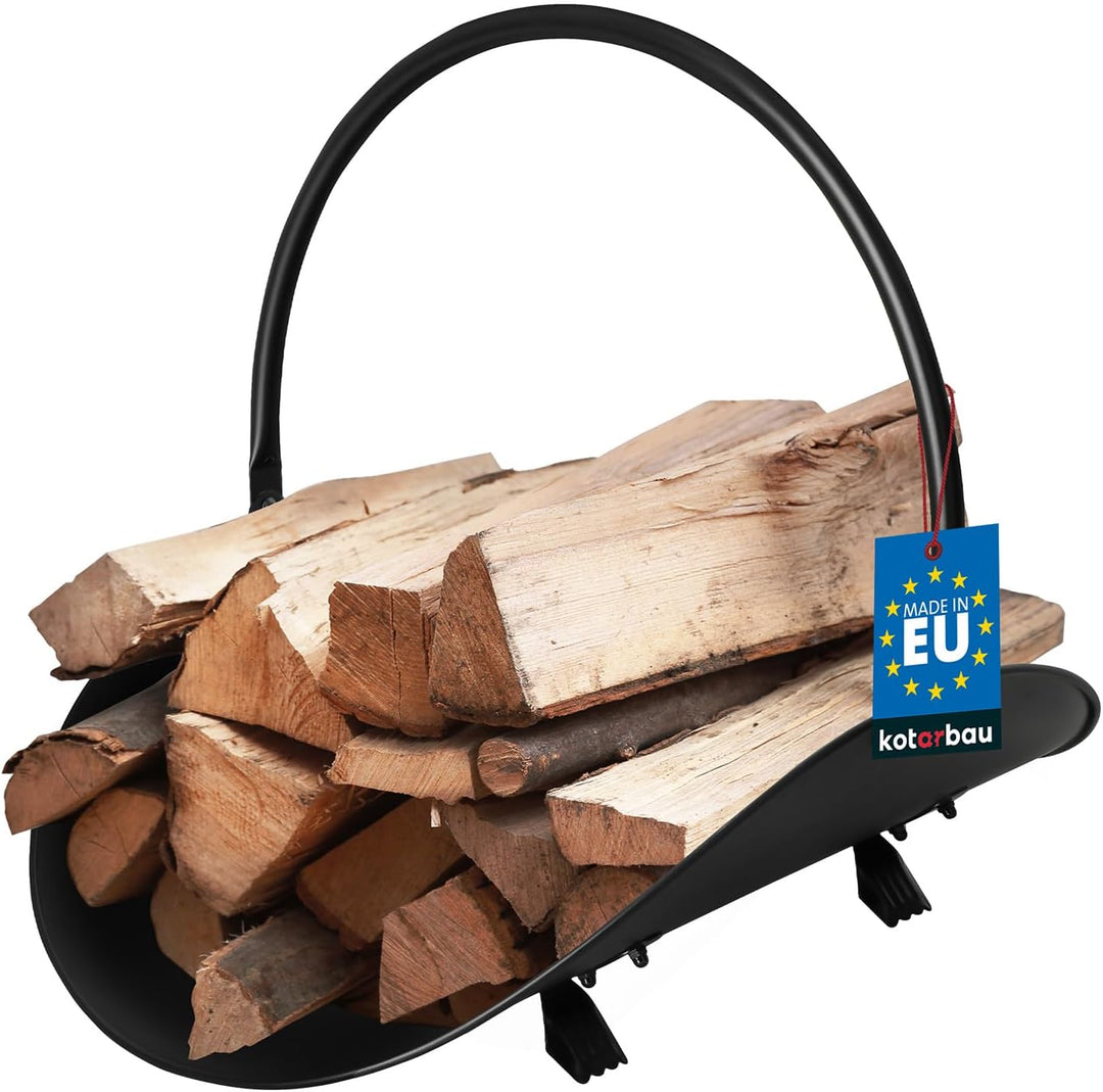 KOTARBAU® Kaminholzkorb Metall Holzkorb Kaminholz Brennholzkorb Kaminholzregal Feuerholzkorb Schwarz