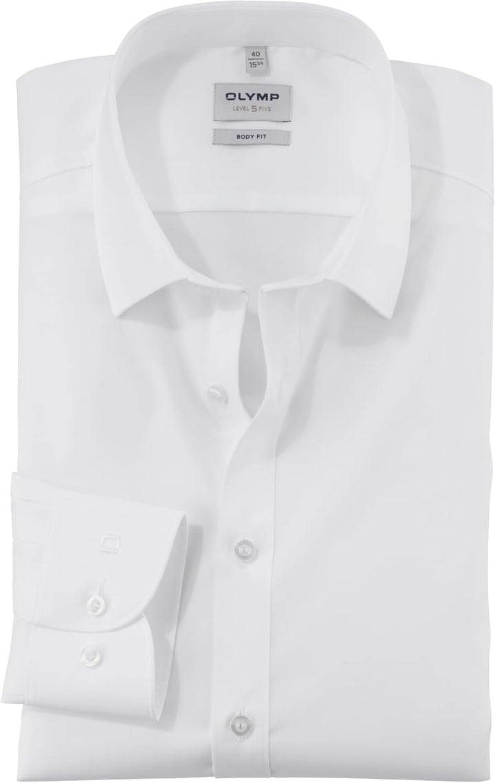 OLYMP Herren Oberhemd Langarm Hemd,einfarbig,Einfarbig,Comfort fit,New Kent 36 Weiss, 36 Weiß