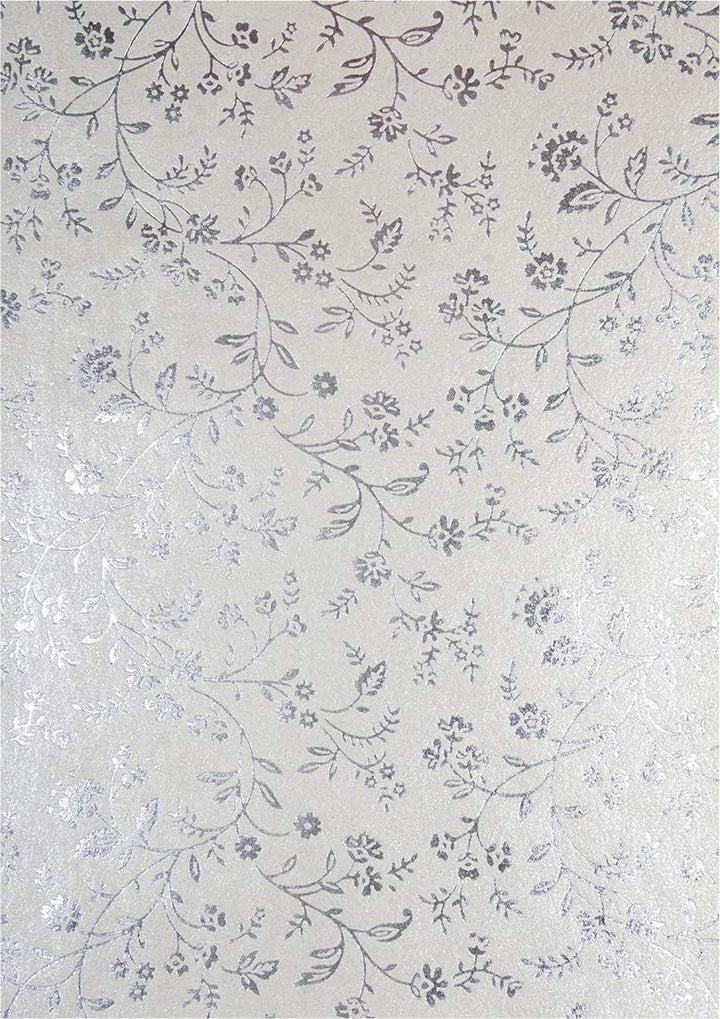 Netuno 50 Blatt Perlmutt-Ecru Dekorpapier mit Blumenmotiv in Silber, 180x250mm,150g Effektkarton han