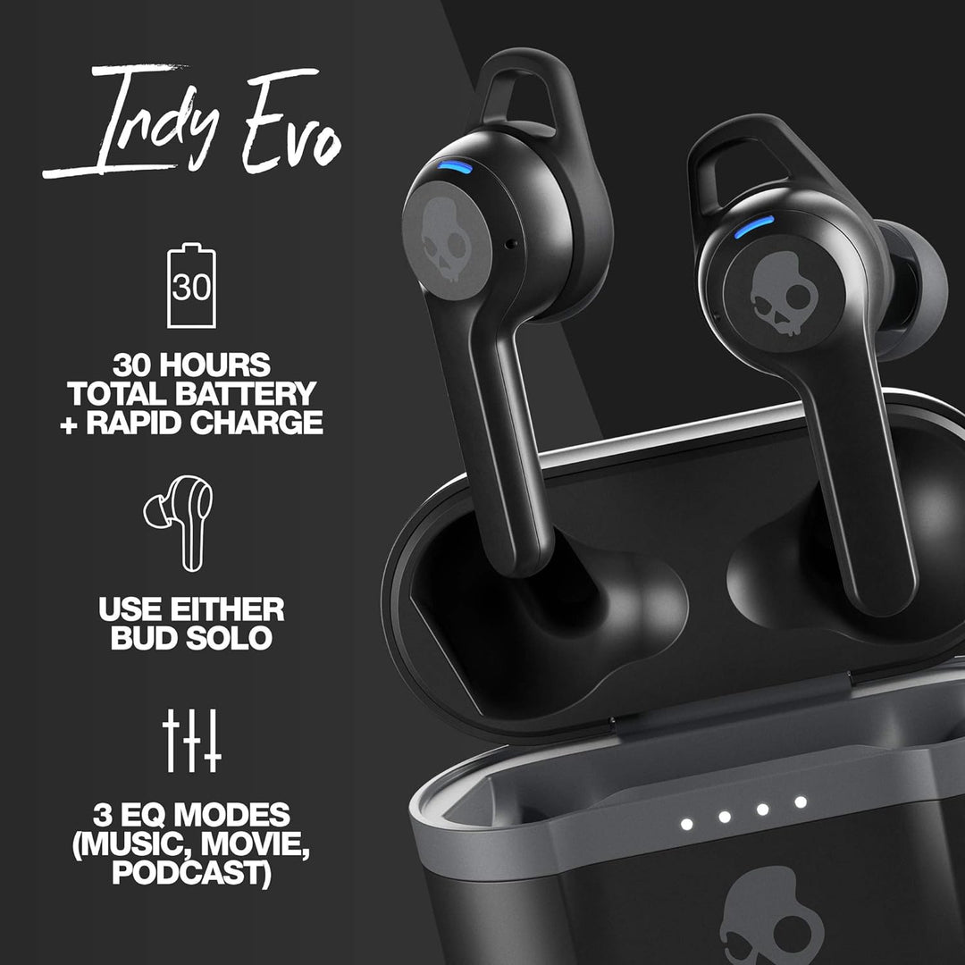 Skullcandy Indy Evo In-Ear Bluetooth Kopfhörer mit Mikrofon, True Wireless, schweiss-, wasser- und s