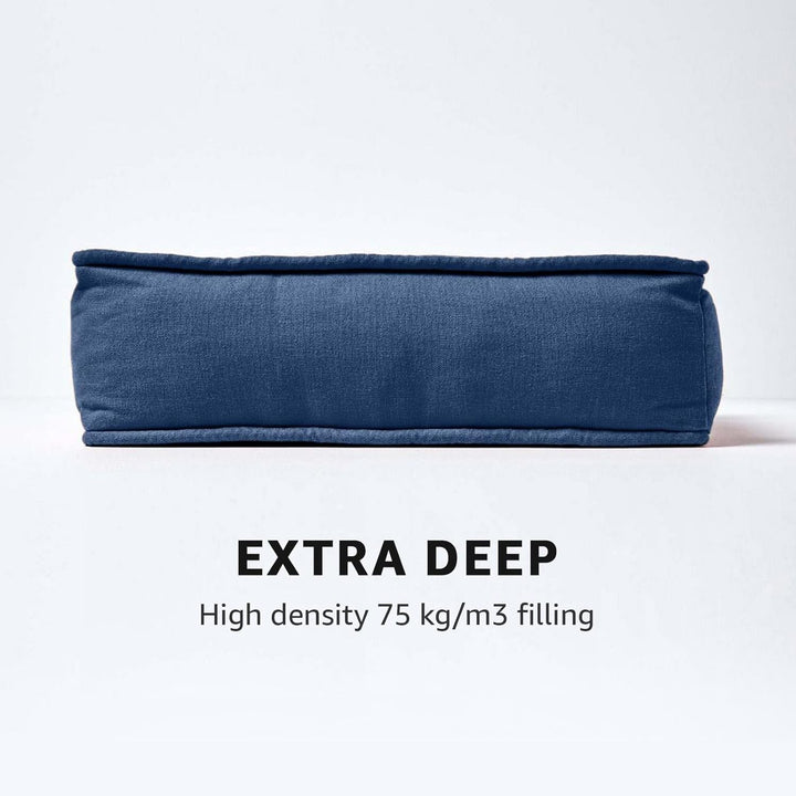 Homescapes Dickes Sitzkissen dunkelblau, Stuhlkissen 40x40 cm mit Bändern, Sitzerhöhung 10 cm, Matra