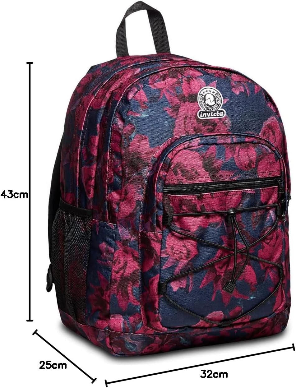 RUCKSACK INVICTA DIAL ROSES FANTASY mit Trinkflaschenfach, Extra Platz - 38 LT - Unisex, für Uni, Sp