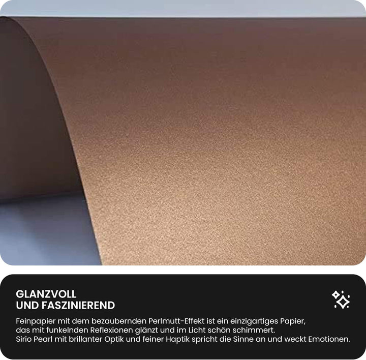 Netuno 100x Perlglanz-Karton Perlmutt- Kupferrot DIN A5 148x 210 mm 300g Sirio Pearl Copperplate Fei