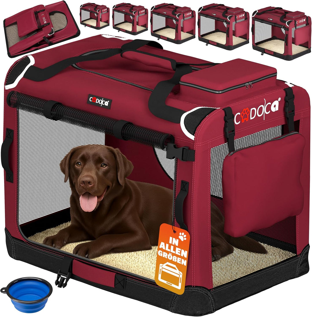 CADOCA® Hundebox faltbar Transportbox XXL 90x60x66cm robust atmungsaktiv Transporttasche Auto Rückba