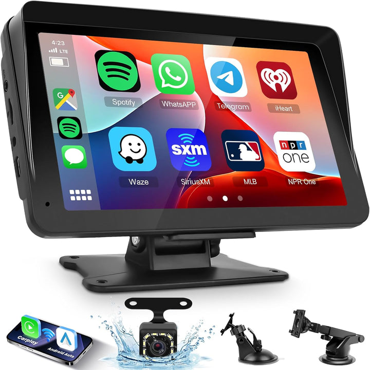 Carplay Bildschirm für Auto, 7 Zoll IPS Touchscreen Auto Display mit Wireless Carplay Android Auto,