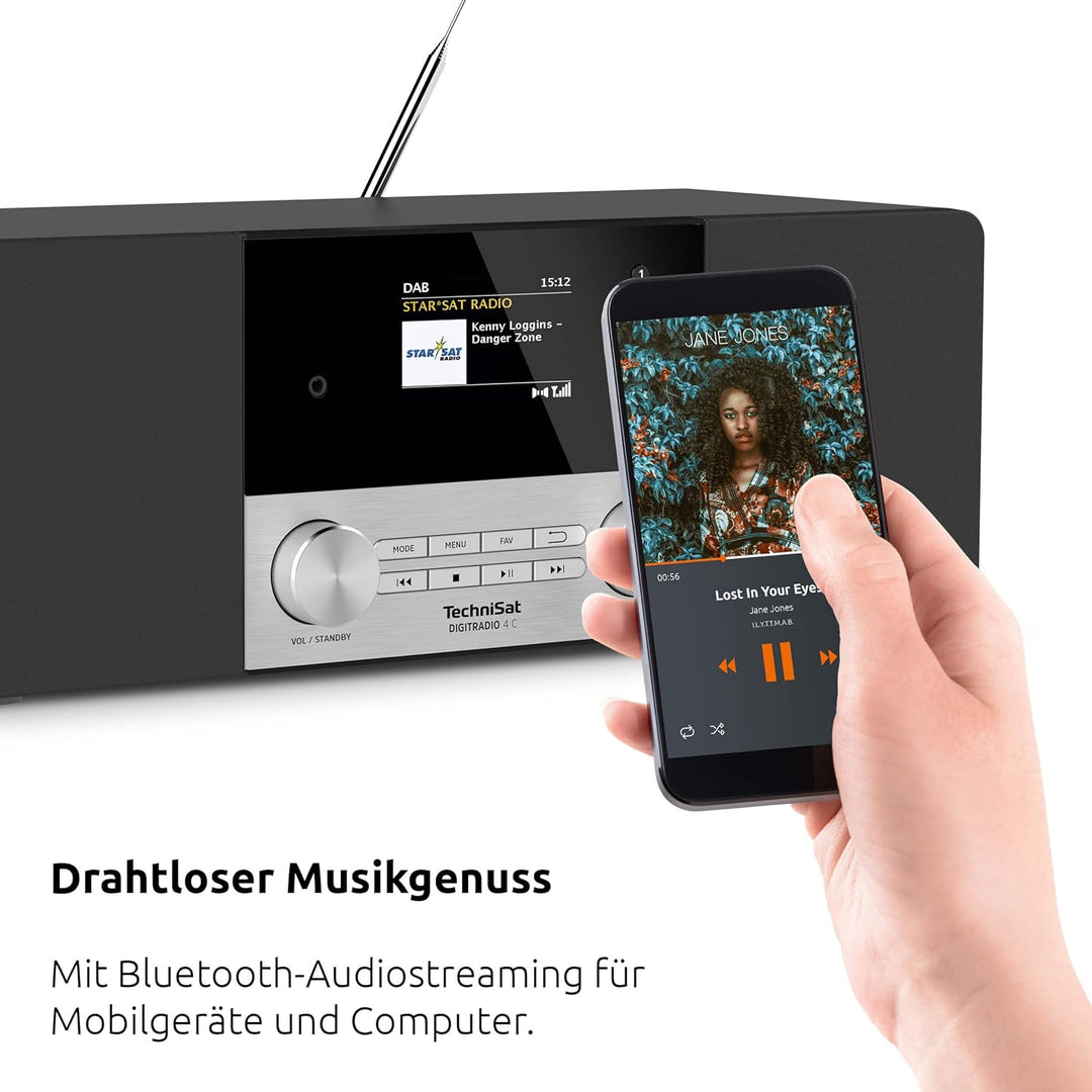 TechniSat DIGITRADIO 4 C - Stereo Digital-Radio (DAB+, UKW, Farbdisplay, Bluetooth-Audiostreaming, K