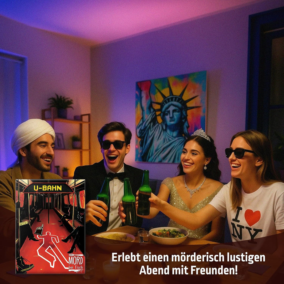 MORD bei Tisch Krimidinner für Zuhause - 4 bis 6 Personen - Der U-Bahn Fall - Das Krimi Spiel ab 16