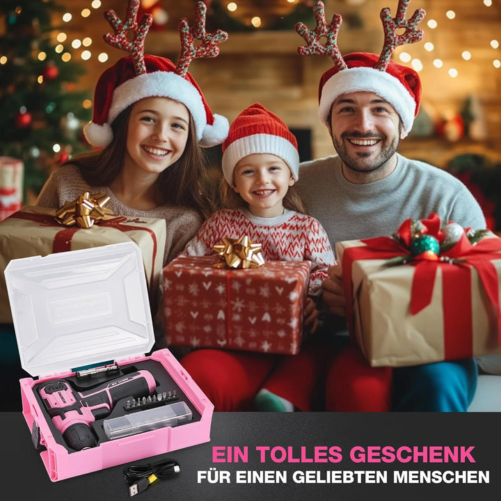 WORKPRO 8V Akku Bohrschrauber Set mit Transportkoffer, Akkuschrauber, 2x2000 mAh Akkus Bohrmaschine,