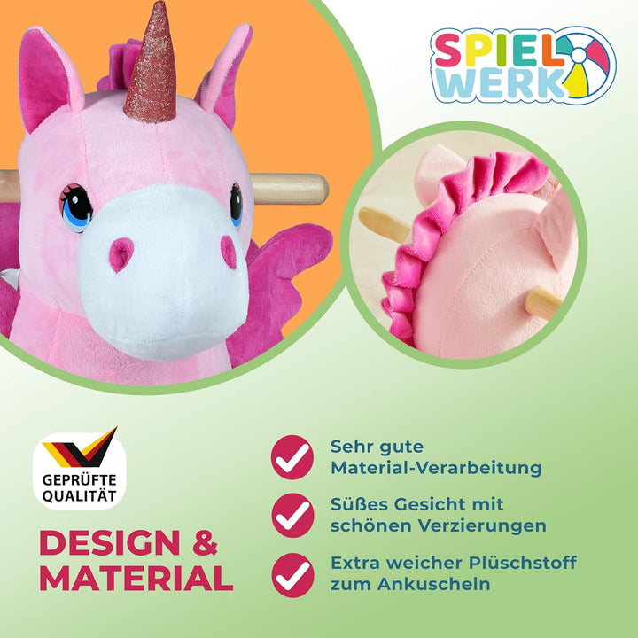 Deuba® Schaukeleinhorn Schaukeltier Plüsch Schaukel Wippe Pferd Einhorn Kinder Baby Spielzeug Sound-