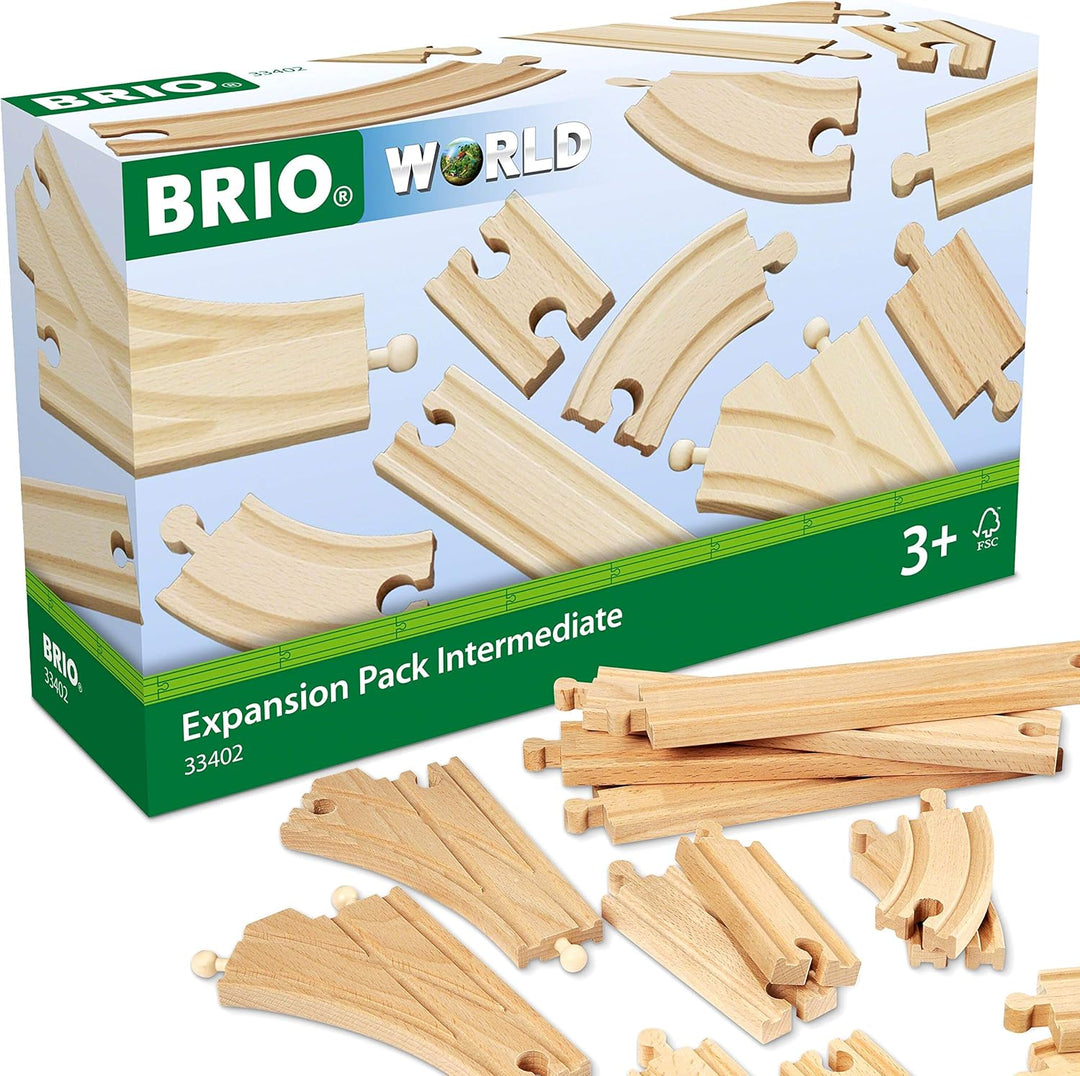 BRIO Bahn 33402 - Mittleres Schienensortiment & Bahn 33404 - Bauernhof-Zug Bundle mit Bauernhof-Zug,