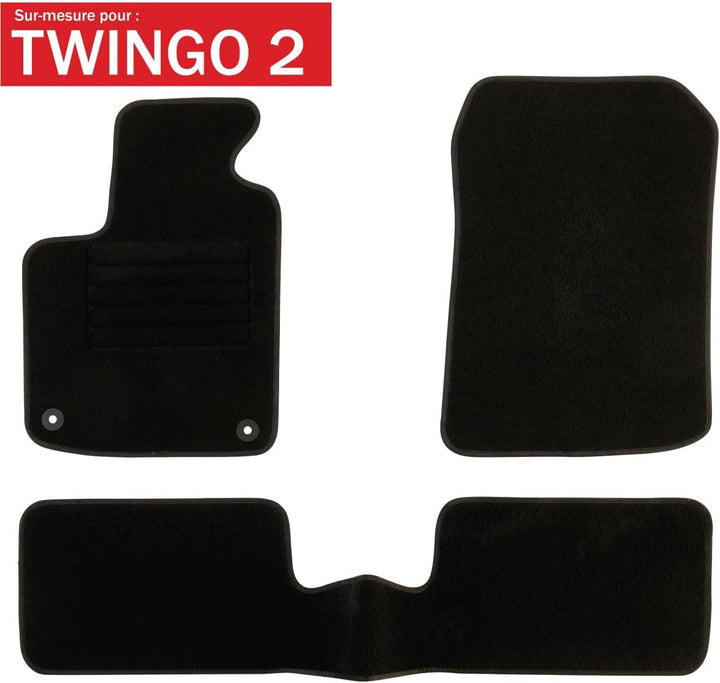 DBS Autofussmatte - nach Mass - 3-teilig - Anti Rutsch - schwarzer Nadelfilz 900g/m² - Velours Ferti