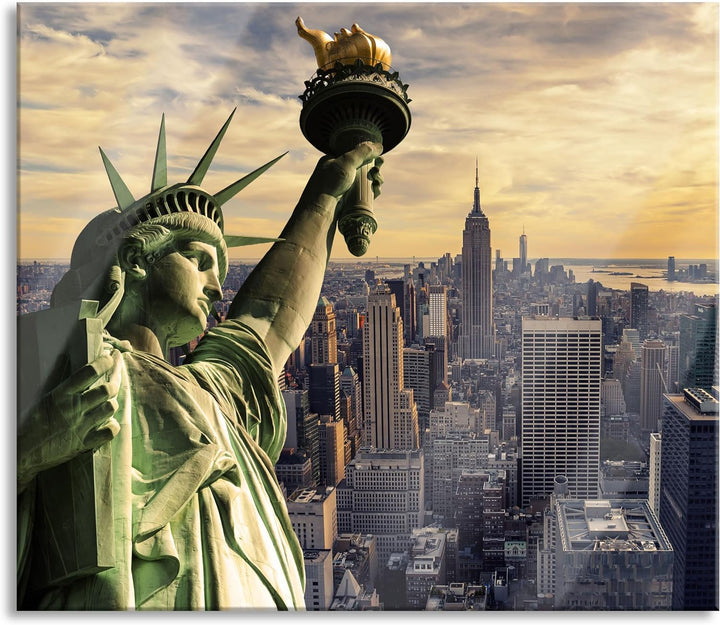 Freiheitsstatue in New York Herdabdeckplatte & Spritzschutz aus Echtglas | Für Herd-Kochfelder | 60x