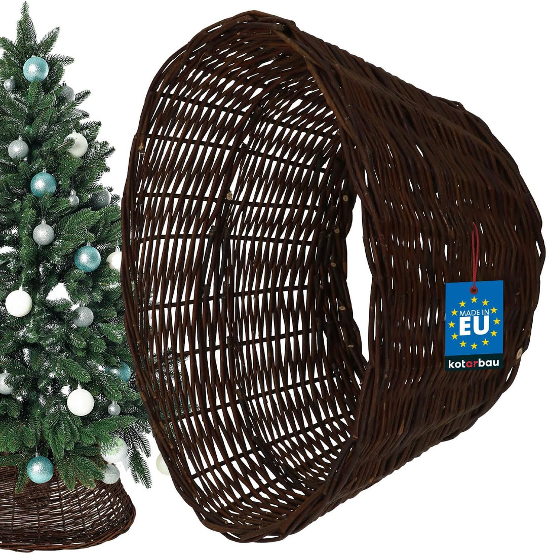 KOTARBAU® Weihnachtsbaum Rock aus Weide Ø 45 cm, Dunkel Braun Christbaumständer aus Rattan Natur, We