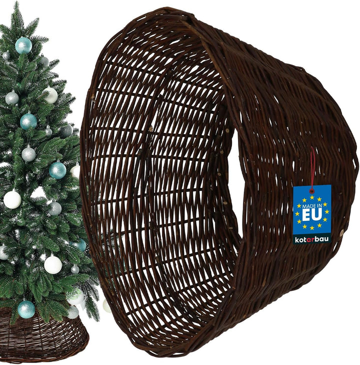 KOTARBAU® Weihnachtsbaum Rock aus Weide Ø 45 cm, Dunkel Braun Christbaumständer aus Rattan Natur, We