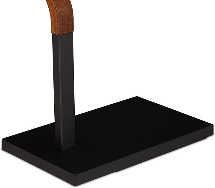 Relaxdays Handtuchhalter stehend, Handtuchständer, 2 Stangen, für Hand- & Geschirrtücher, Holz & Met