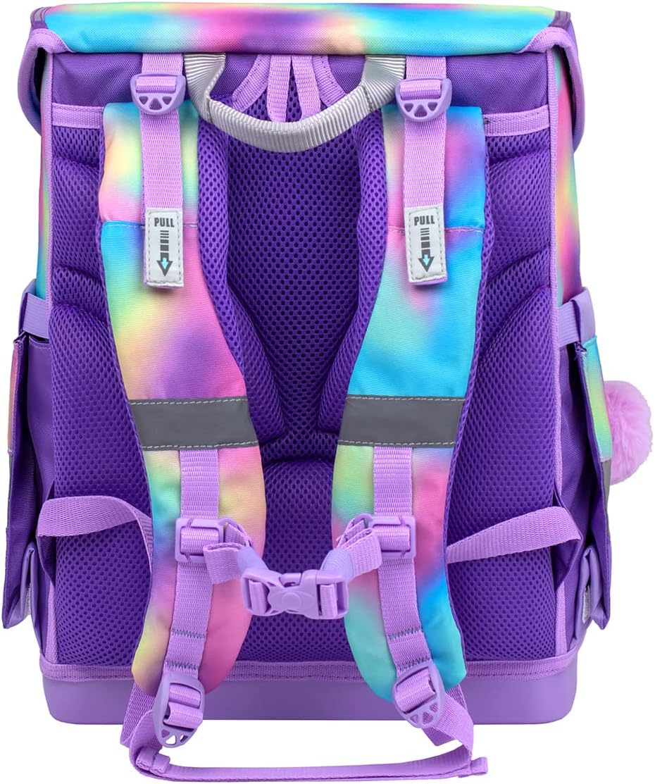 Belmil ergonomischer Schulranzen Set 4 -teilig für Mädchen 1-4 Klasse Grundschule/Brustgurt/Magnetve