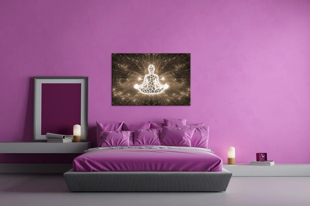 deyoli Yoga Meditation Format: 120x80 Effekt: Sepia als Leinwandbild, Motiv fertig gerahmt auf Echth