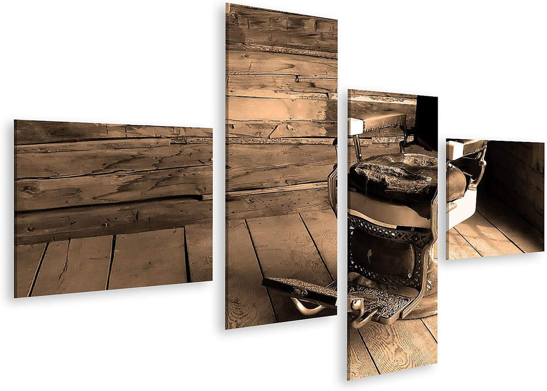 islandburner Bild auf Leinwand EIN Alter Western Frisörsessel Bilder Wandbilder Poster Leinwand 150x