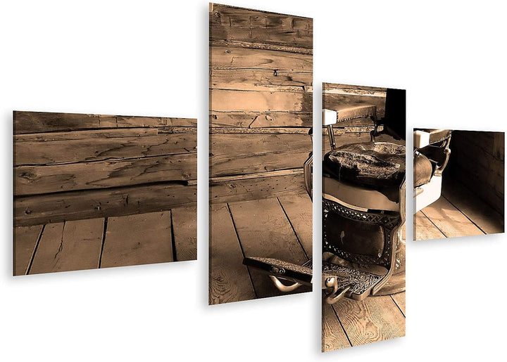 islandburner Bild auf Leinwand EIN Alter Western Frisörsessel Bilder Wandbilder Poster Leinwand 150x