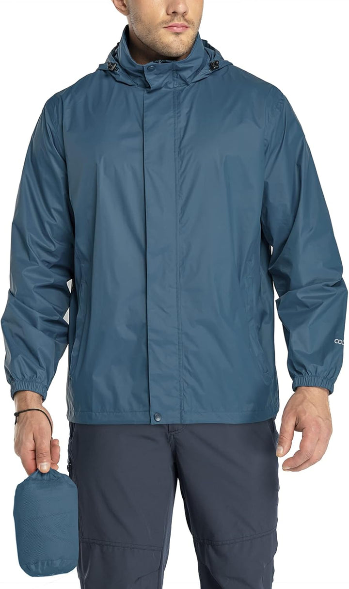 33,000ft Regenjacke Herren Leicht Wasserdicht Faltbare Regenmantel mit Kapuze Fahrrad Rain Windbreak