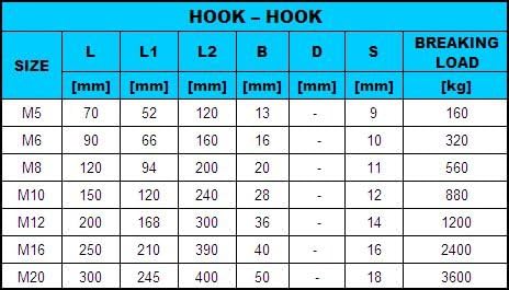 10 Stk. SPANNSCHLOSS Haken - Haken M6 VA4 edelstahl Spannschraube Spannschlösser #03 - 10 pcs/s #03