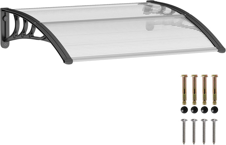 Outsunny Vordach Haustürvordach 100 x 75 cm Pultvordach Überdachung Polycarbonat Transparent Transpa