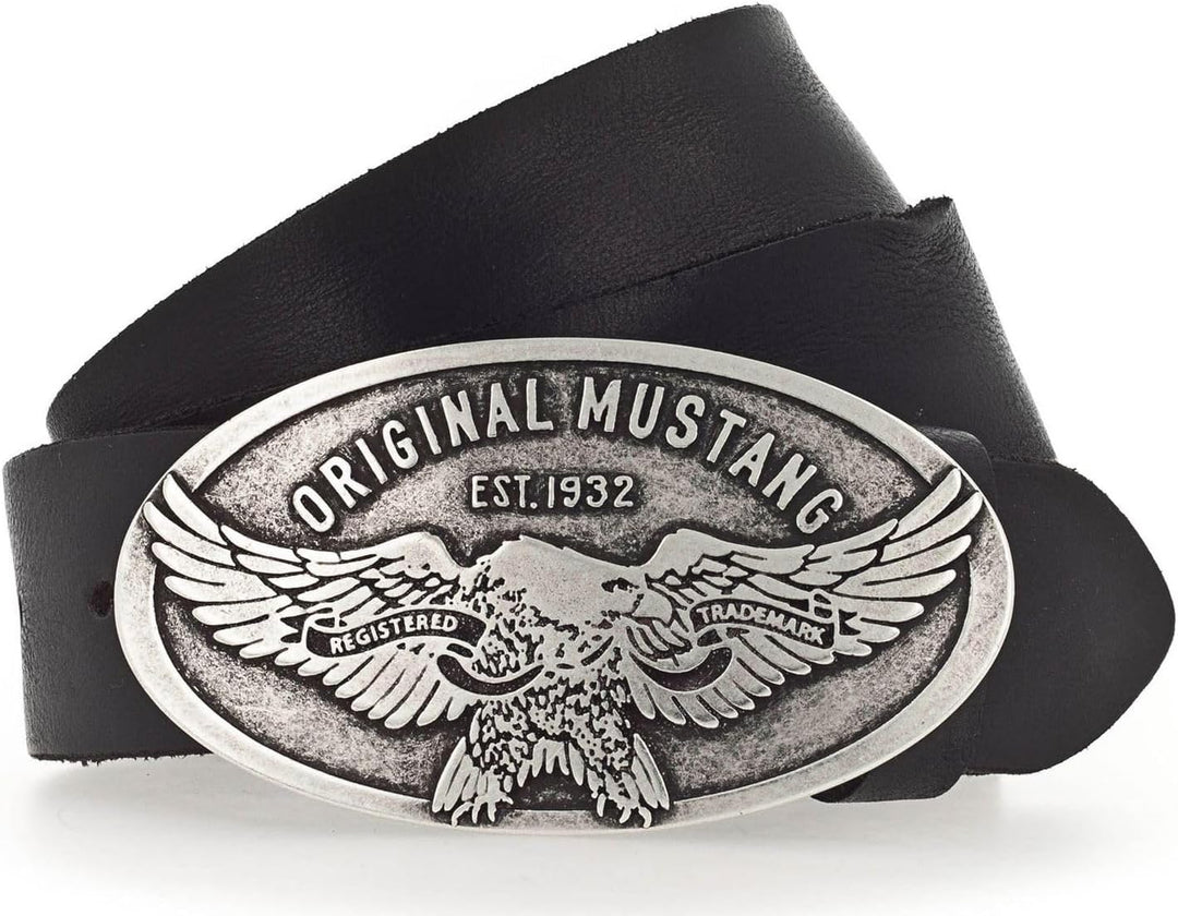 MUSTANG Herren Fit Gürtel 105 Schwarz, 105 Schwarz