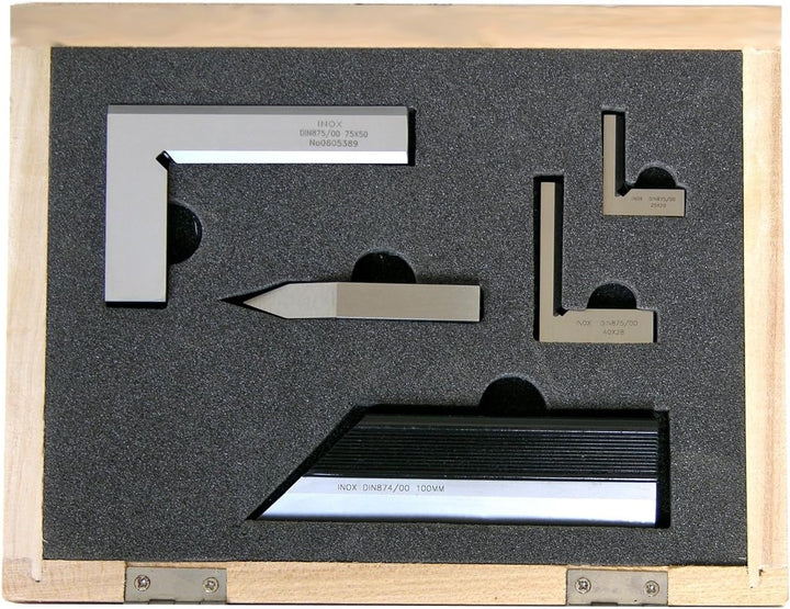 Anreiss-Werkzeuge im Satz - Haarwinkel - Haarlineal - 2x Schnittmacherwinkel - Anreissspitze (5 Teil