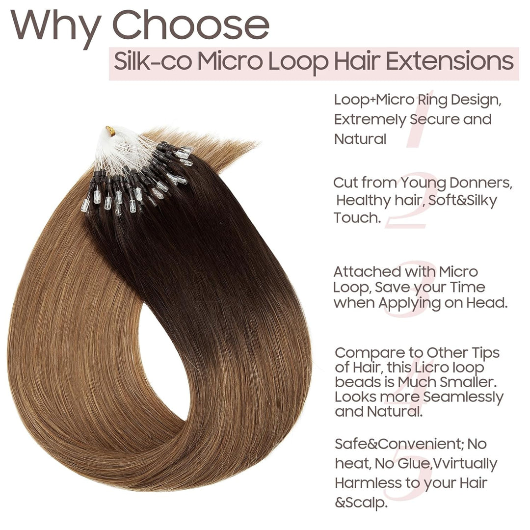Silk-co Microring Extensions Echthaar 0.5g Haarteile Echthaar 100 Strähnen Weich Glatt Haarverlänger