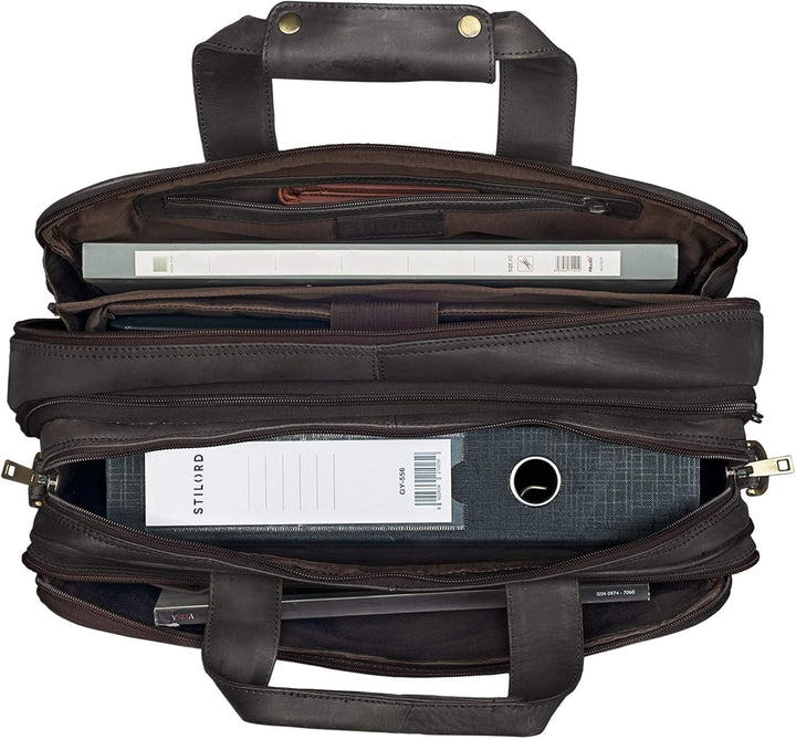 STILORD 'Leopold' XL Echtleder Aktentasche - der verbesserte Geheimtipp für Lehrerzimmer & Büro - Bu