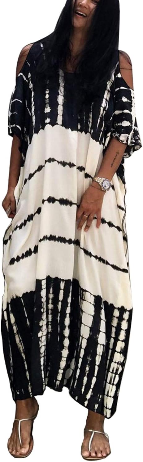 YouKD Sommer schulterfrei Kaftan Bohemian Homewear Beach Bikini Vertuschungen Maxi Robe für Frauen