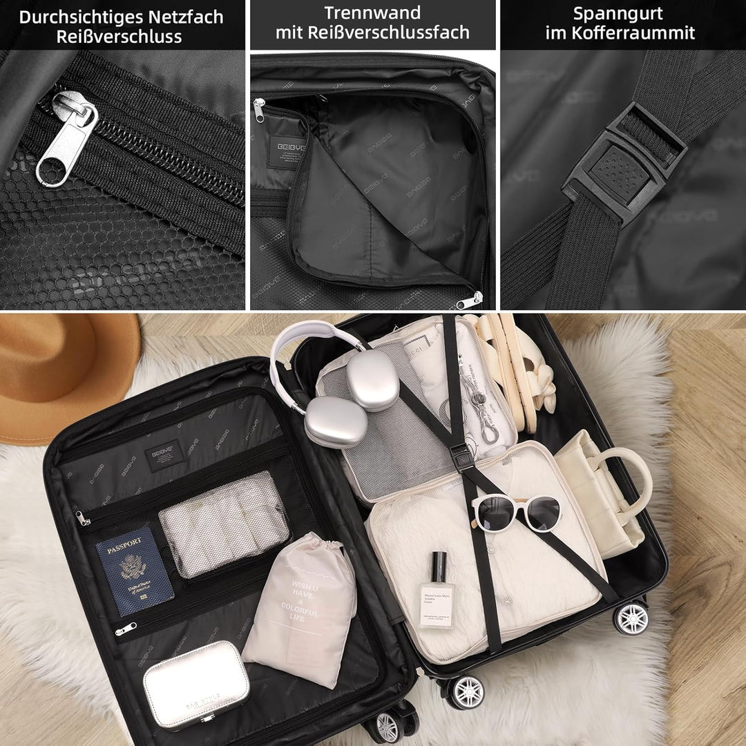 BEIBYE TSA-Schloss 2080 Hangepäck Zwillingsrollen neu Reisekoffer Koffer Trolley Hartschale Set-XL-L