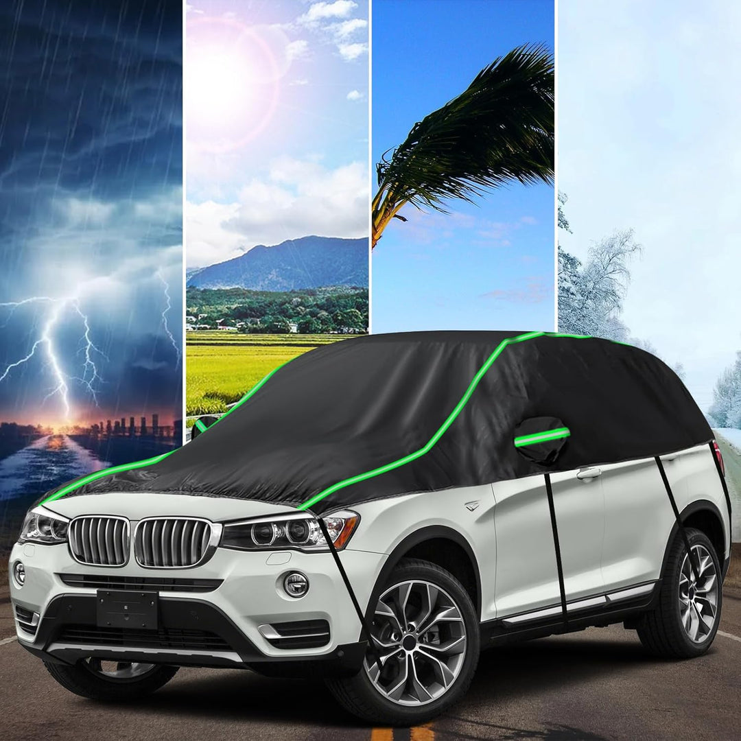 Opaltool Auto Schwarzes Halbgarage für BMW X3 2003-2024, LWB Soft Windschutzscheibe Abdeckung Hälfte