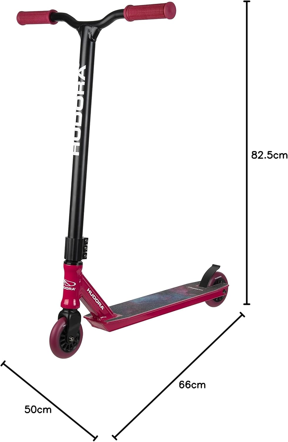 HUDORA Stunt Scooter XQ-13.1, Berry, robuster Stuntroller für Tricks