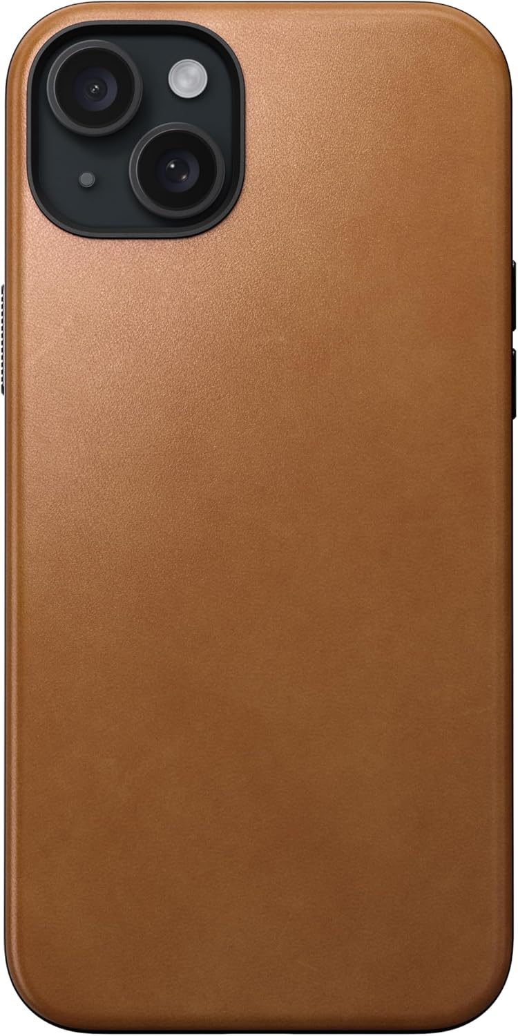 NOMAD Modern Leather Case | für iPhone 15 Plus | Schutzhülle aus Polycarbonat und hochwertigem Echtl