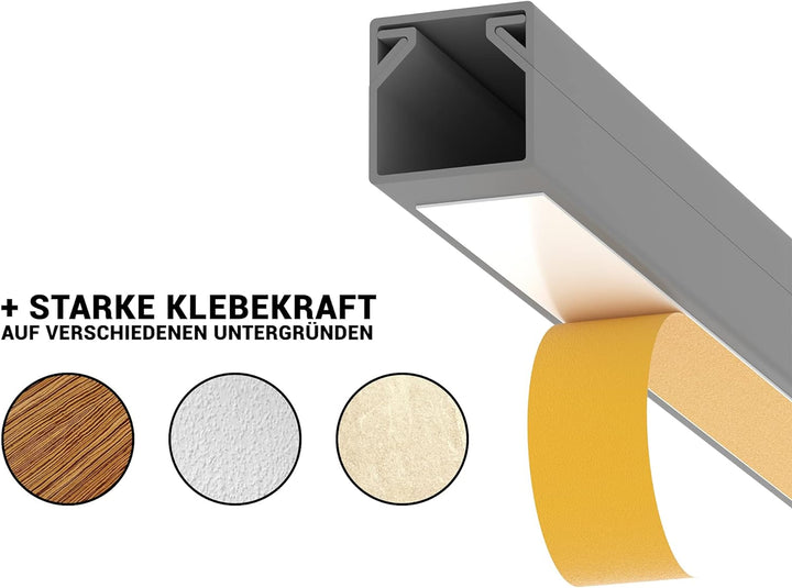 CILSON Kabelkanal 20 m | 20x 1 m Lang, 25x16 mm Breite x Höhe, Grau, Selbstklebend, Wand- und Decken