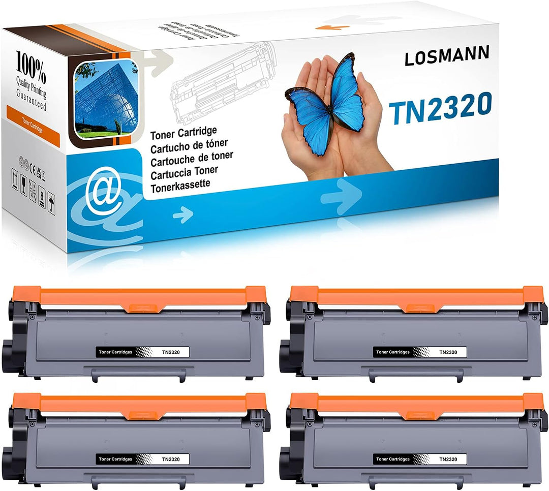 LOSMANN 4x Toner Kompatibel für Brother TN-2320 TN2320 für Brother DCP-L2560DN L2560DW L2700DW MFC-L