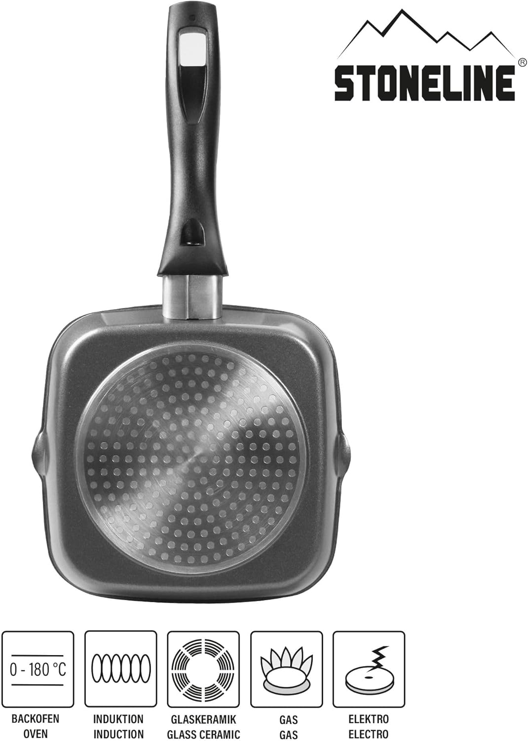 STONELINE® Grillpfanne 16 x 16 cm, mit 2 Ausgüssen 16 cm Classic, 16 cm Classic