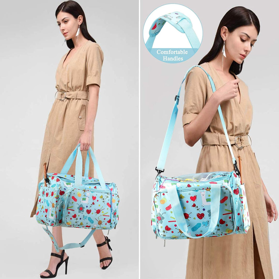 Coopay Garntasche, Basteltasche für Stricknadel-Set, Häkelset und Kreuzstich-Set zur Aufbewahrung, G