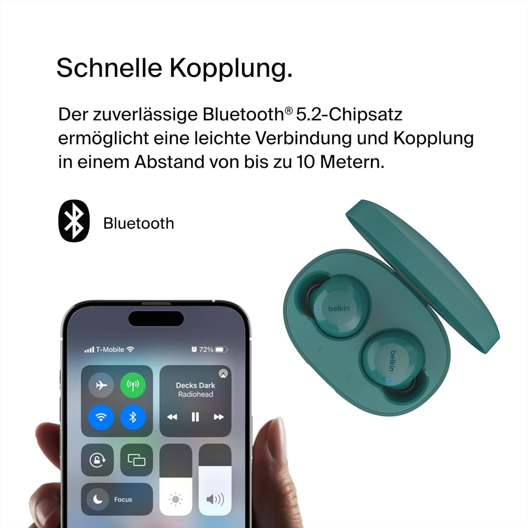 Belkin SoundForm Bolt True Wireless In-Ear-Kopfhörer, kabelloser Kopfhörer mit Mikrofon, Akkulaufzei