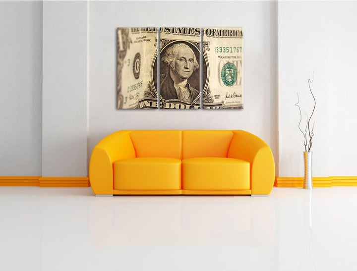 Geldschein Dollar als 3-Teiler Leinwandbild 120x80 Bild auf Leinwand, XXL riesige Bilder fertig gera