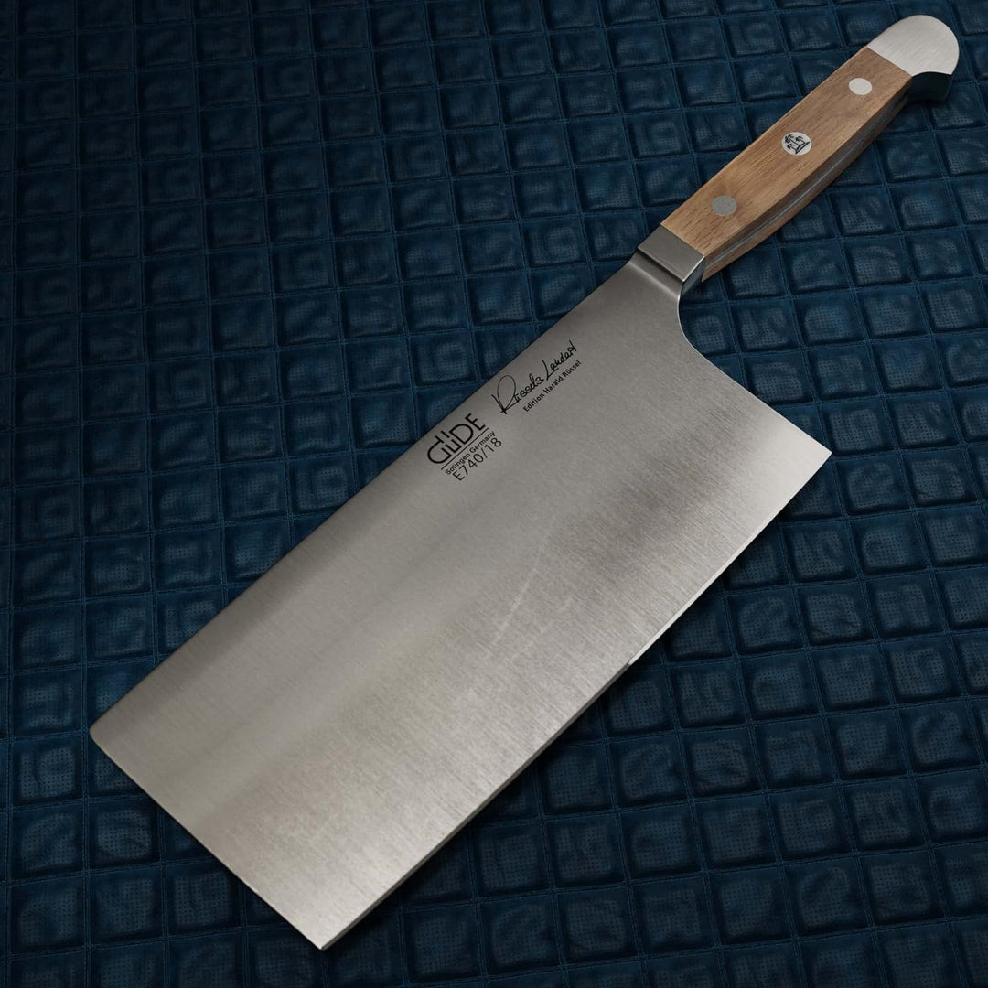 GÜDE Solingen - Hacker geschmiedet, 18 cm, Fasseichenholz, ALPHA FASSEICHE, Doppelkropf, Handmade Ge