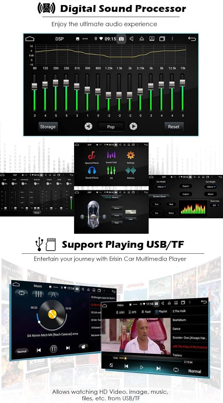 Erisin 9 Zoll 8-Kern 4GB RAM 64GB ROM Android 11 Autoradio mit GPS Navi FĂŒr VW Golf 5 Golf 6 T5 Tigu